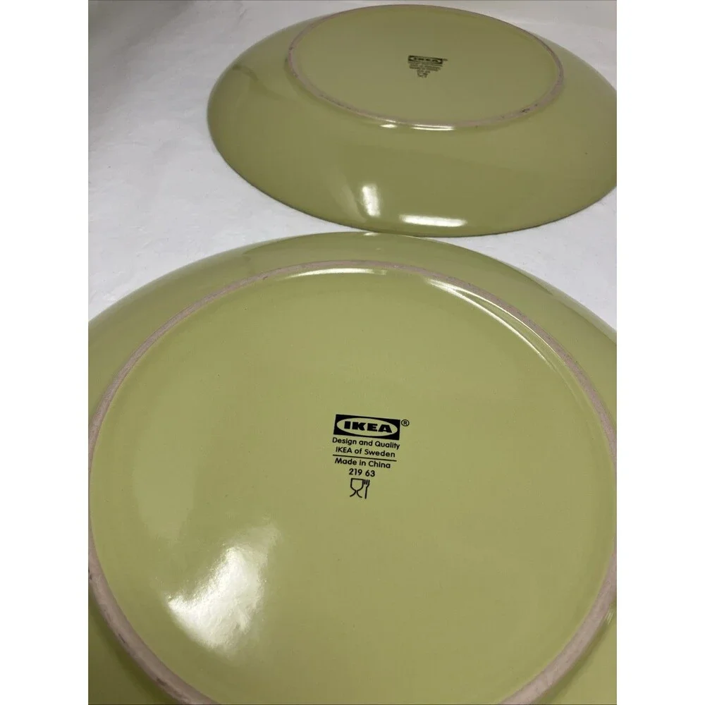 IKEA Dinnerware Fargrik Dinner Plates Set Of 4 Avocado Green 21963 Round 11”